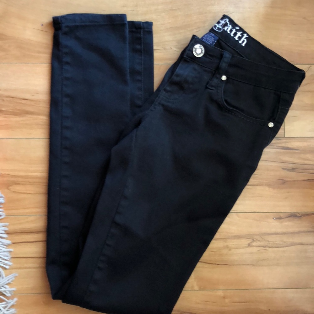 Blue Faith Black Skinny Denim Jeans, 3/4 31”in.